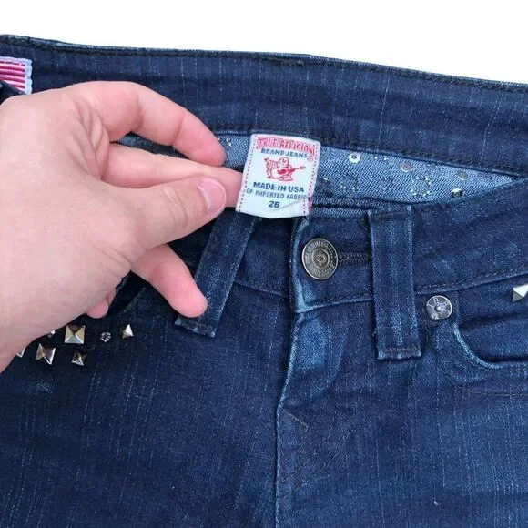 TRUE Religion Jeans Size 26 BILLY Blue Gem Stone - Picture 5 of 8